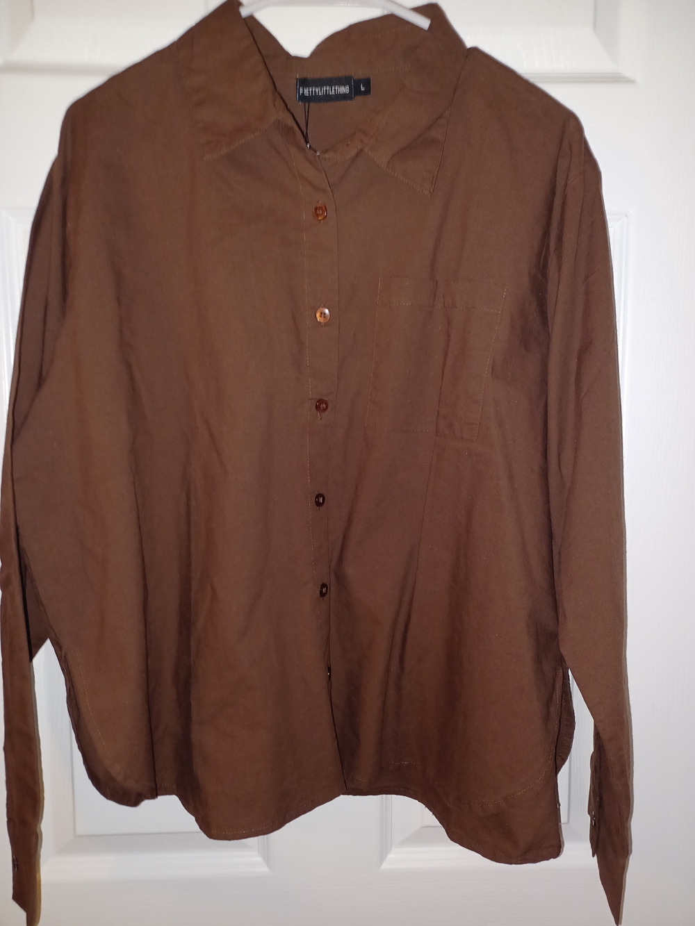 PrettyLittleThing Brown Collared Button Shirt